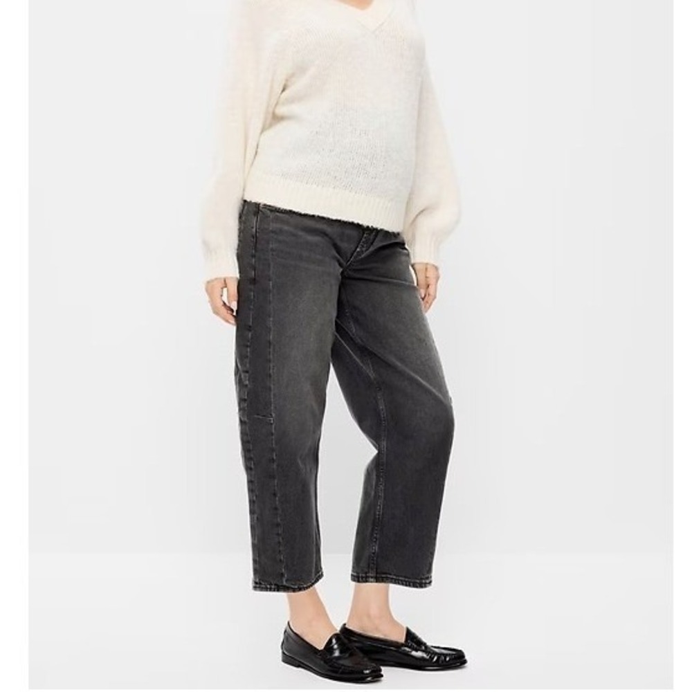 NWT Old Navy Maternity Full Panel Barrel Ankle Jeans Black Size 2